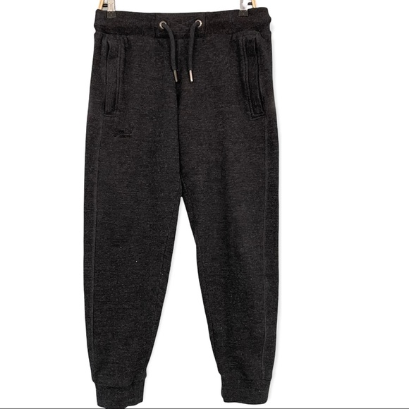 Superdry Other - SuperDry Charcoal Drawstring Sweat Pants, Two Zip Pockets. Ribbed Leg Inserts
